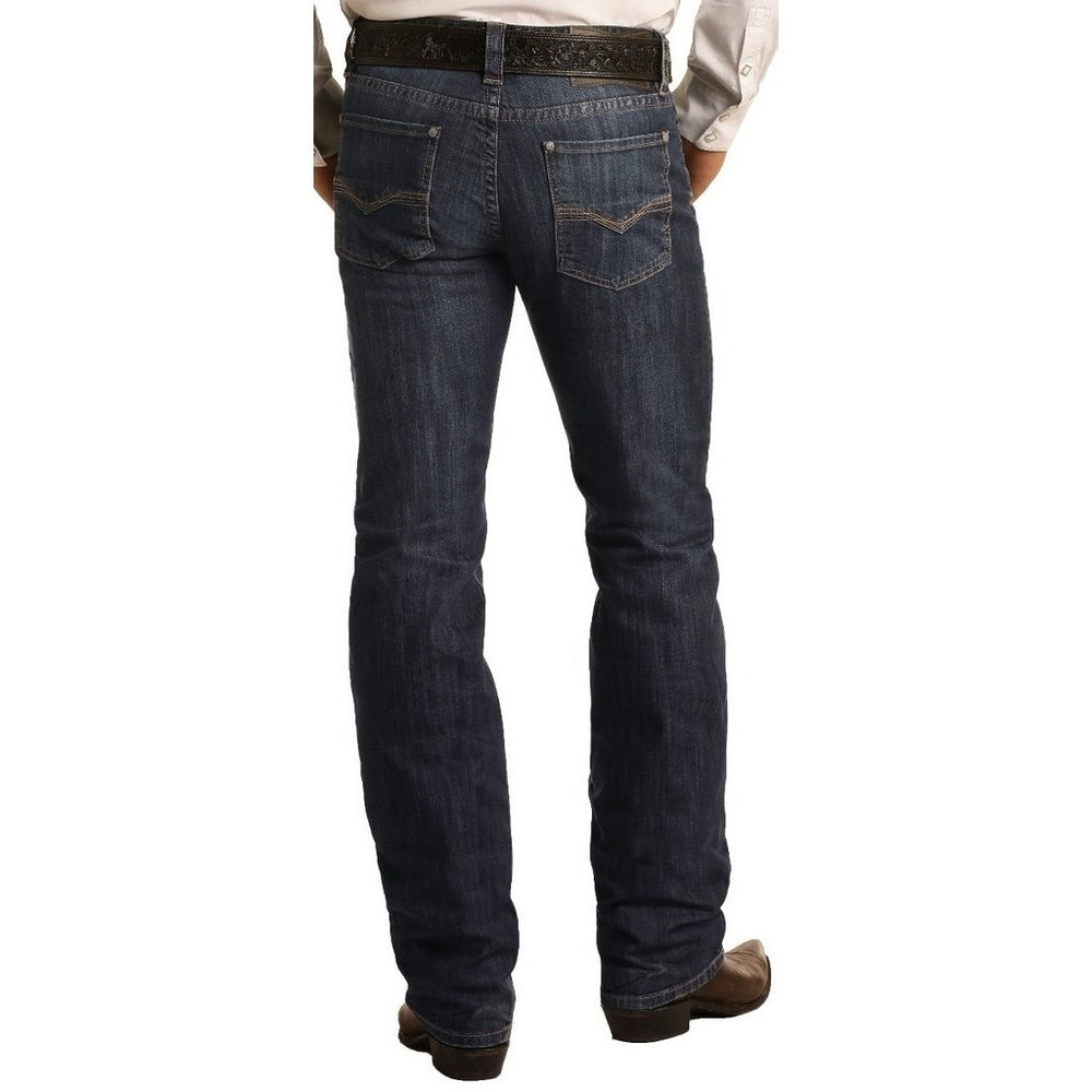 Rock and Roll Western Denim Jean Men Revolver Straight Dark Wash M1R6205 Image 2