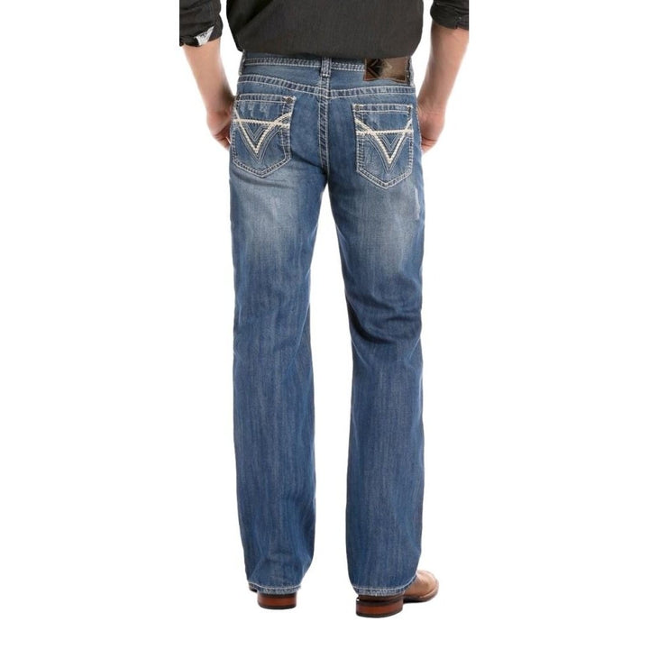 Rock and Roll Western Denim Jeans Mens Double Barrel Med Wash M0S1612 Image 3