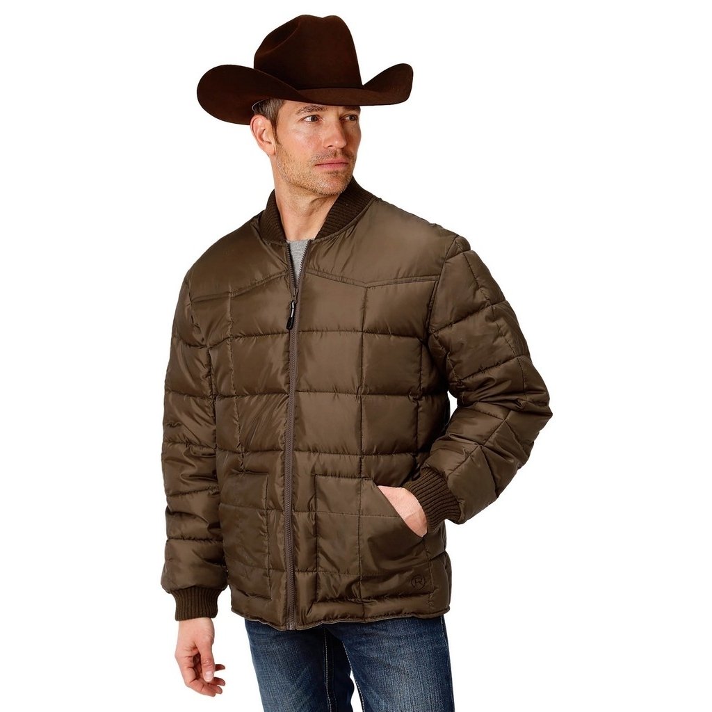 Roper Western Jacket Mens Quilted Logo Zip Brown 03-097-0761-0526 BR Image 1