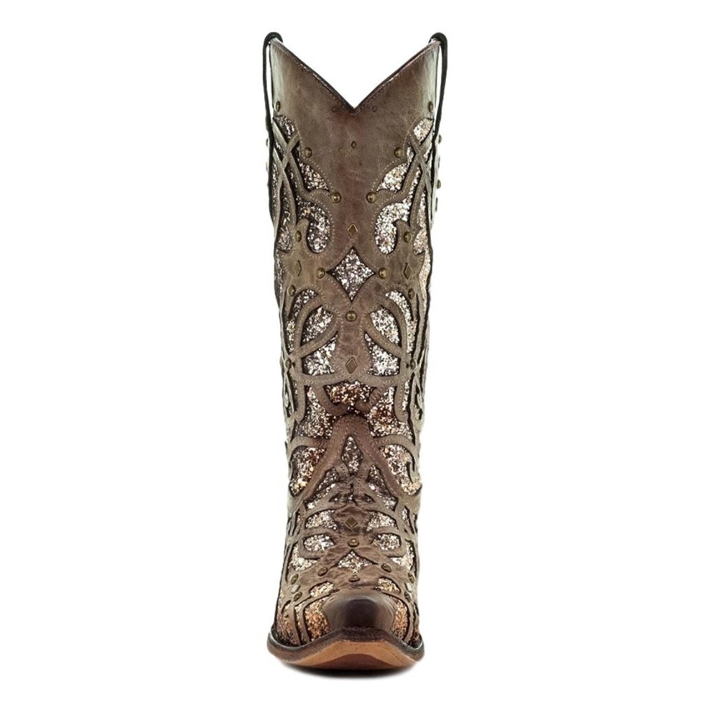 Corral Western Boots Womens Leather Snip Glitter Inlay Orix C3331 Image 4