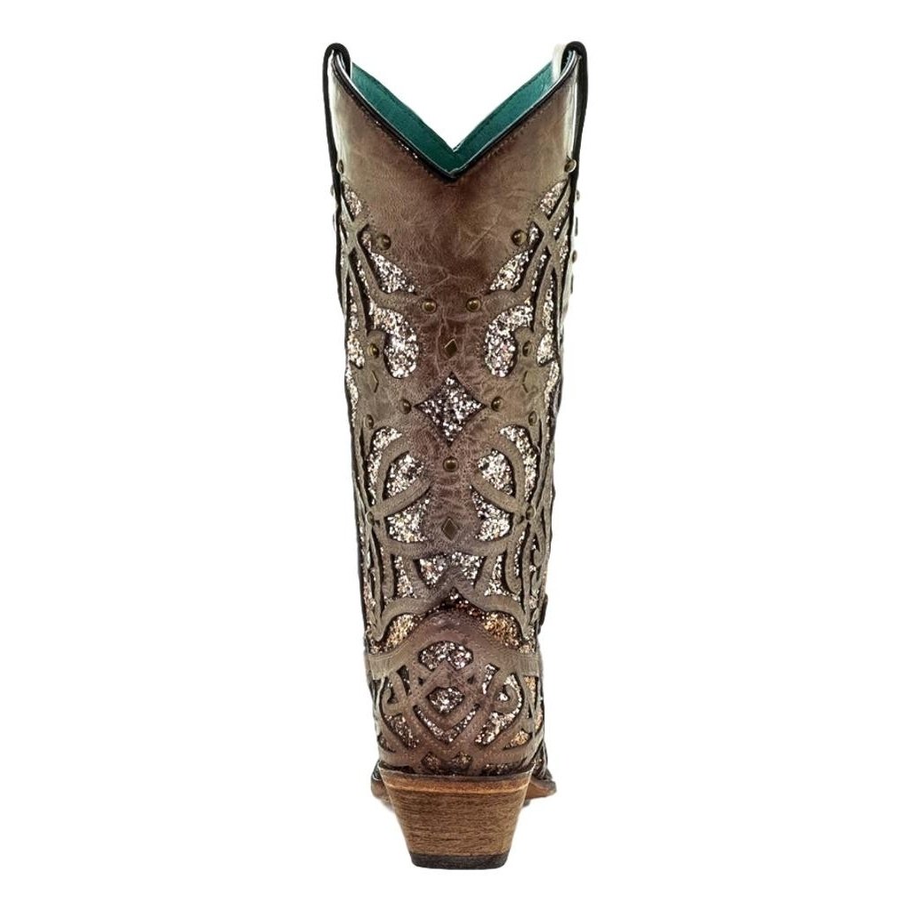 Corral Western Boots Womens Leather Snip Glitter Inlay Orix C3331 Image 4