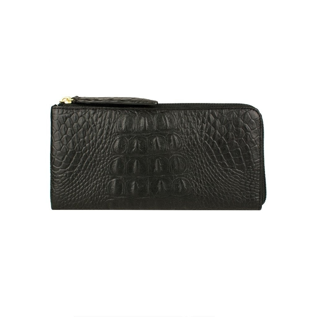 Scully Western Wallet Mens Embossed Croc Bill Divider Black 04_5008_0 Image 1