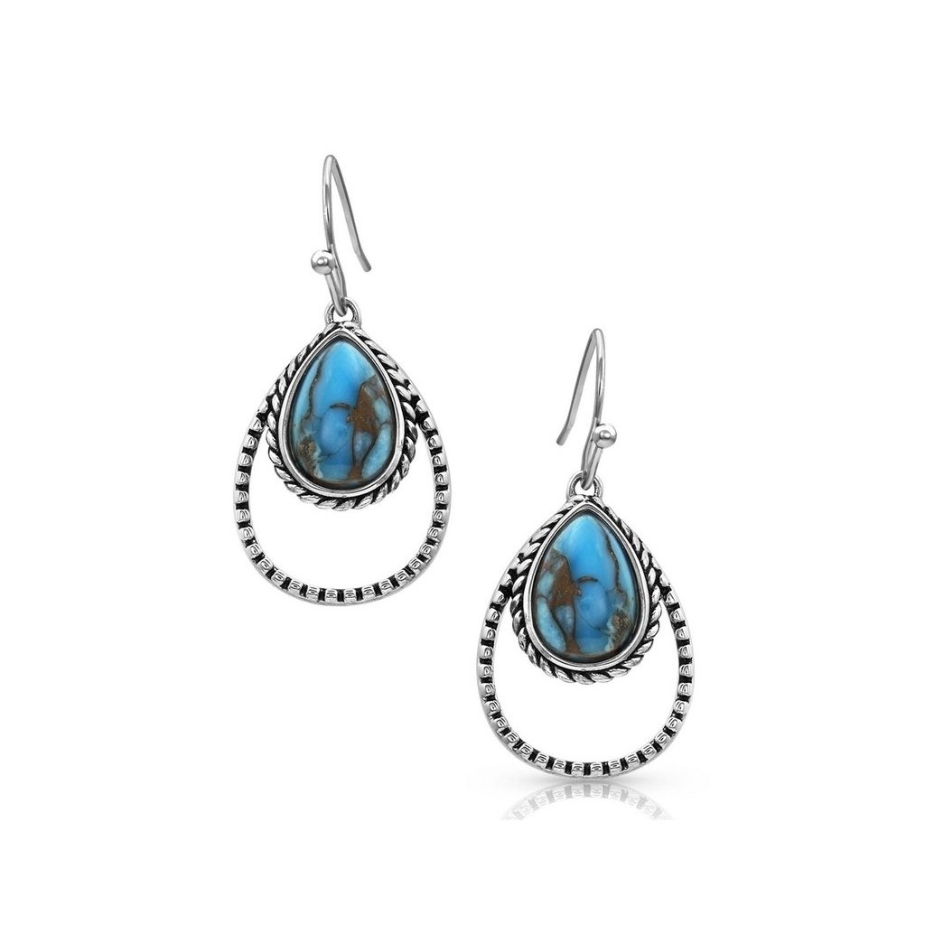 Montana Silversmiths Earrings Women Rope Teardrop Silver Turq ER4376TQ Image 1