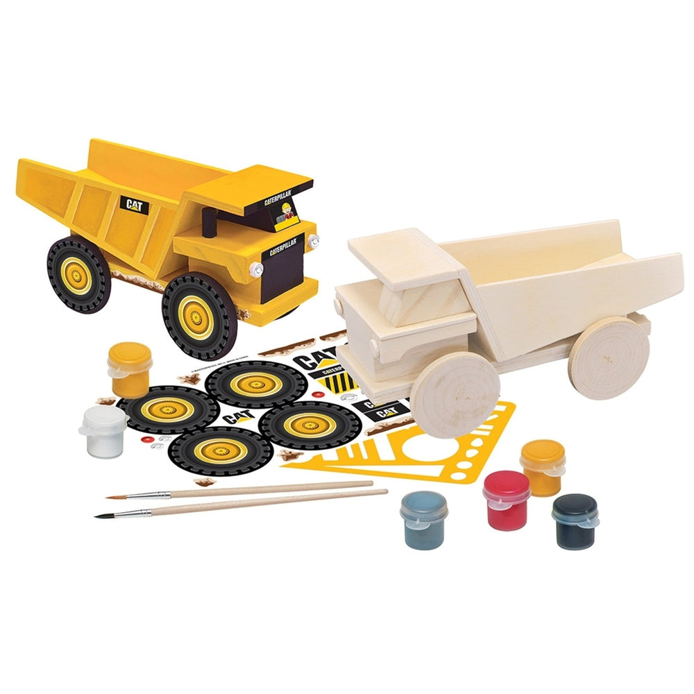 CAT - Caterpillar Dump Truck Wood Craft and Paint Kit Image 2