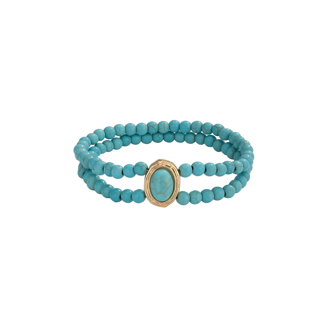 Light Blue Turquoise Beaded Double Layered Anklet Image 3