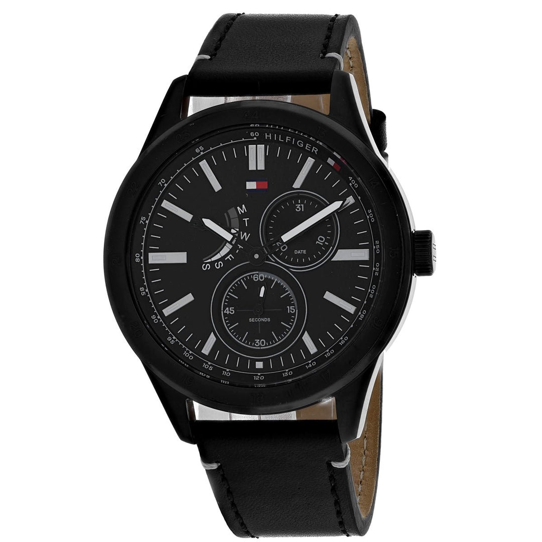 Tommy Hilfiger Mens Austin Watch Black Dial Stainless Steel Leather 1791638 Image 1