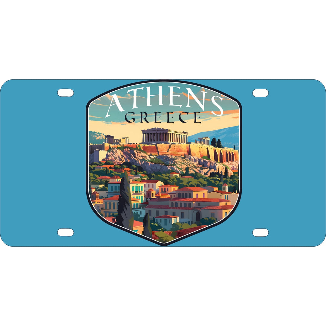 Athens Greece Acropolis Cityscape Design Souvenir Metal License Plate Image 1