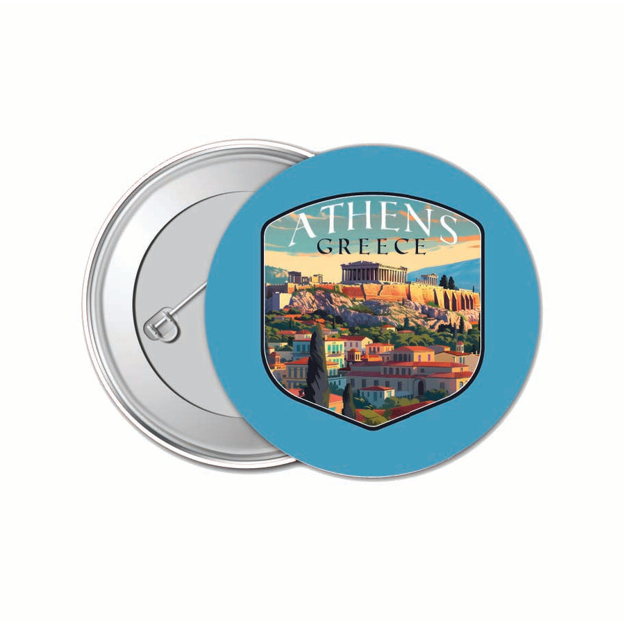 Athens Greece Acropolis Cityscape Design Souvenir Small 1-Inch Button Pin 4 Pack Image 1