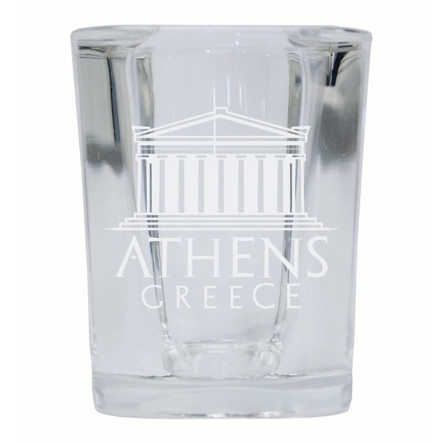 Athens Greece Souvenir 2 Ounce Engraved Shot Glass Square Image 1