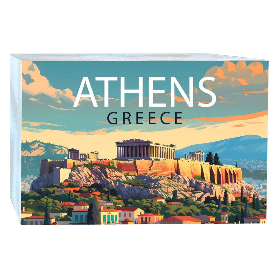 Athens Greece Acropolis Cityscape Design Souvenir Wood sign with frame 5x7 Image 1