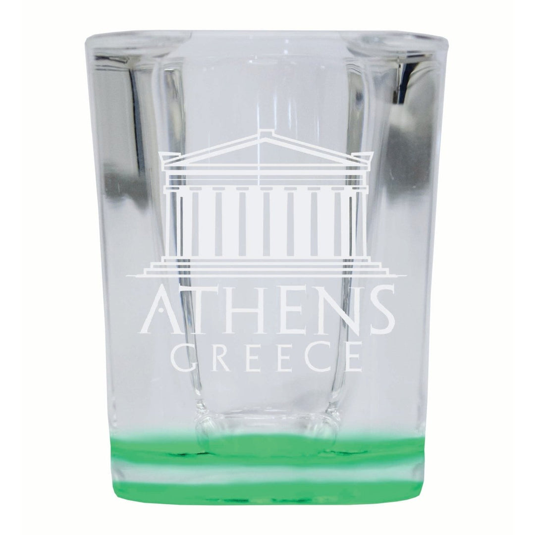 Athens Greece Souvenir 2 Ounce Engraved Shot Glass Square Image 4