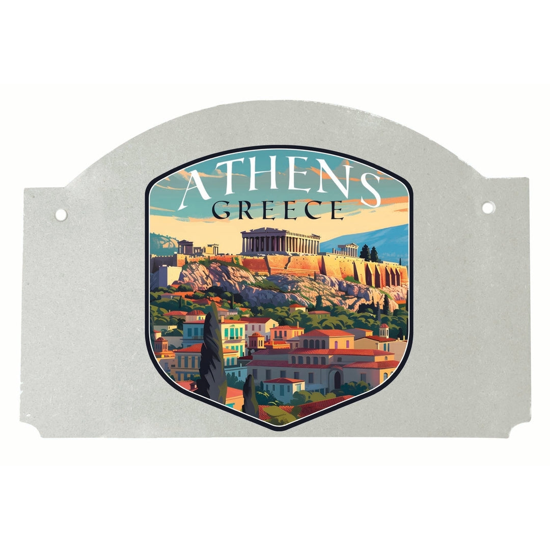 Athens Greece Acropolis Cityscape Design Souvenir Wood sign flat with string Image 1