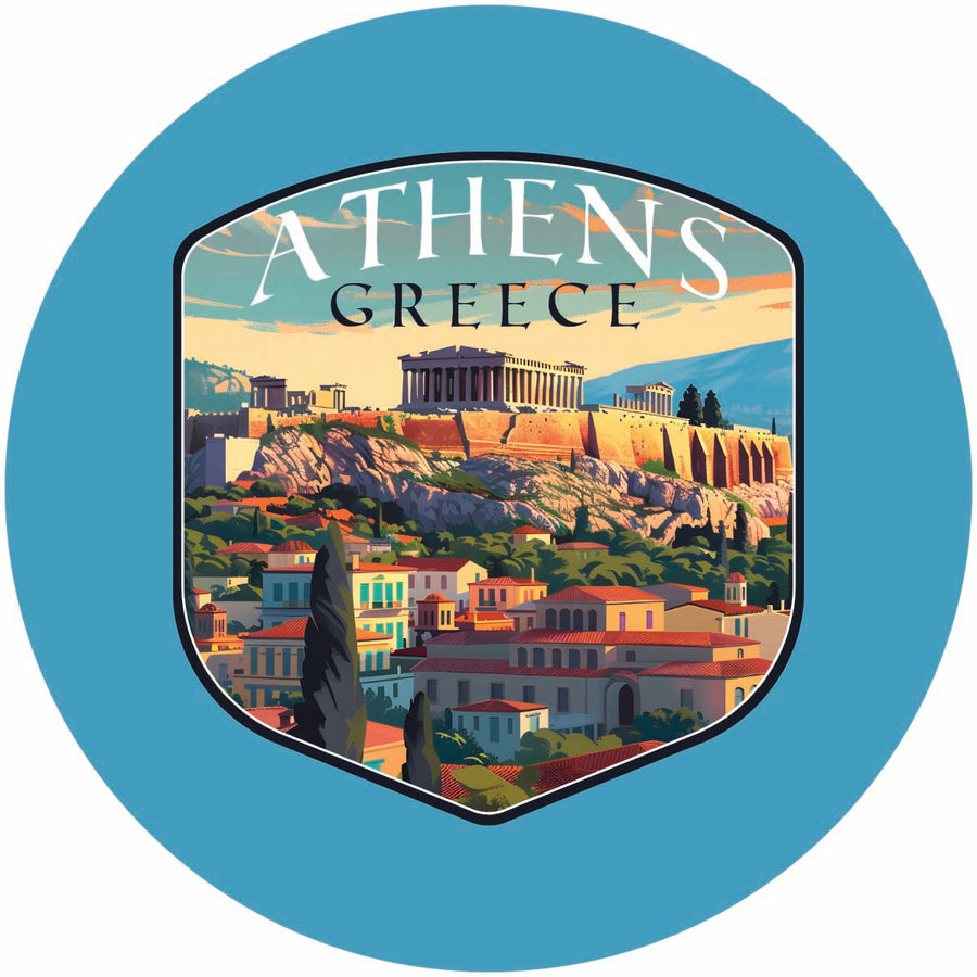 Athens Greece Acropolis Cityscape Design Souvenir Coaster Paper 4 Pack Image 1