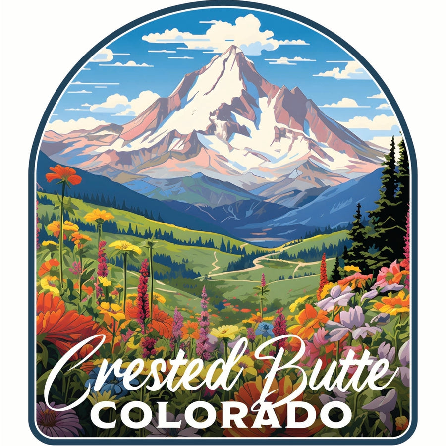 Crested Butte Mountain Colorado Wildflowers Design Souvenir Vinyl Decal Sticker Image 1