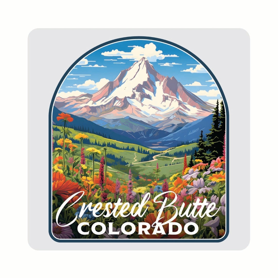 Crested Butte Mountain Colorado Wildflowers Design Souvenir 4x4-Inch Coaster Acrylic 4 Pack Image 1