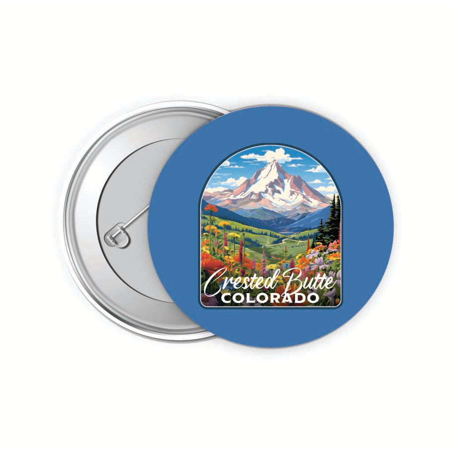 Crested Butte Mountain Colorado Wildflowers Design Souvenir Small 2-Inch Button Pin 4 Pack Image 1