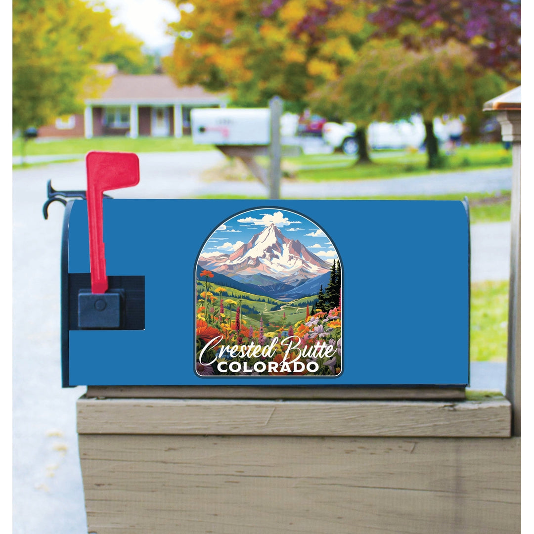 Crested Butte Mountain Colorado Wildflowers Design Souvenir Magnetic Mailbox Cover Image 1