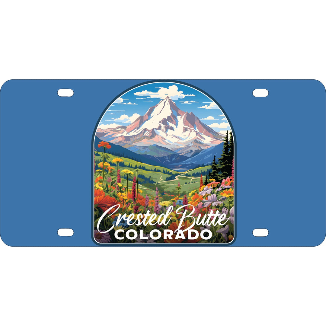 Crested Butte Mountain Colorado Wildflowers Design Souvenir Mini Metal License Plate 4.75 x 2.25 inch Image 1