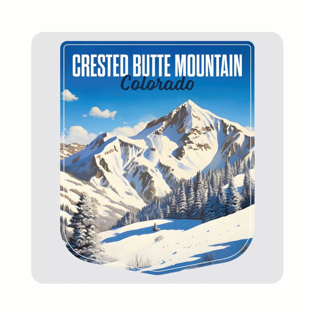 Crested Butte Mountain Colorado Snowy Mountain Design Souvenir 4x4-Inch Coaster Acrylic 4 Pack Image 1