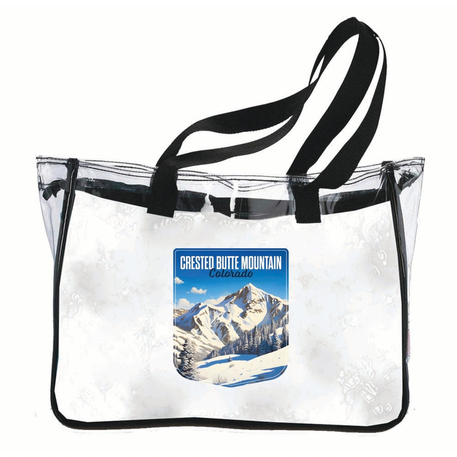 Crested Butte Mountain Colorado Snowy Mountain Design Souvenir Clear Tote Bag Image 1