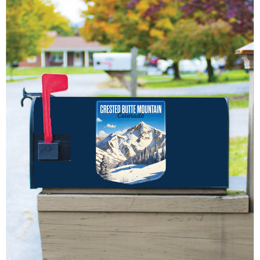 Crested Butte Mountain Colorado Snowy Mountain Design Souvenir Magnetic Mailbox Cover Image 1