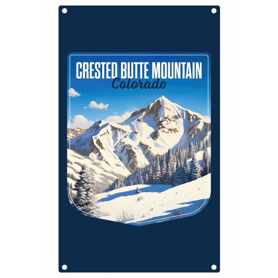 Crested Butte Mountain Colorado Snowy Mountain Design Souvenir Metal Sign 9 x 15 Image 1