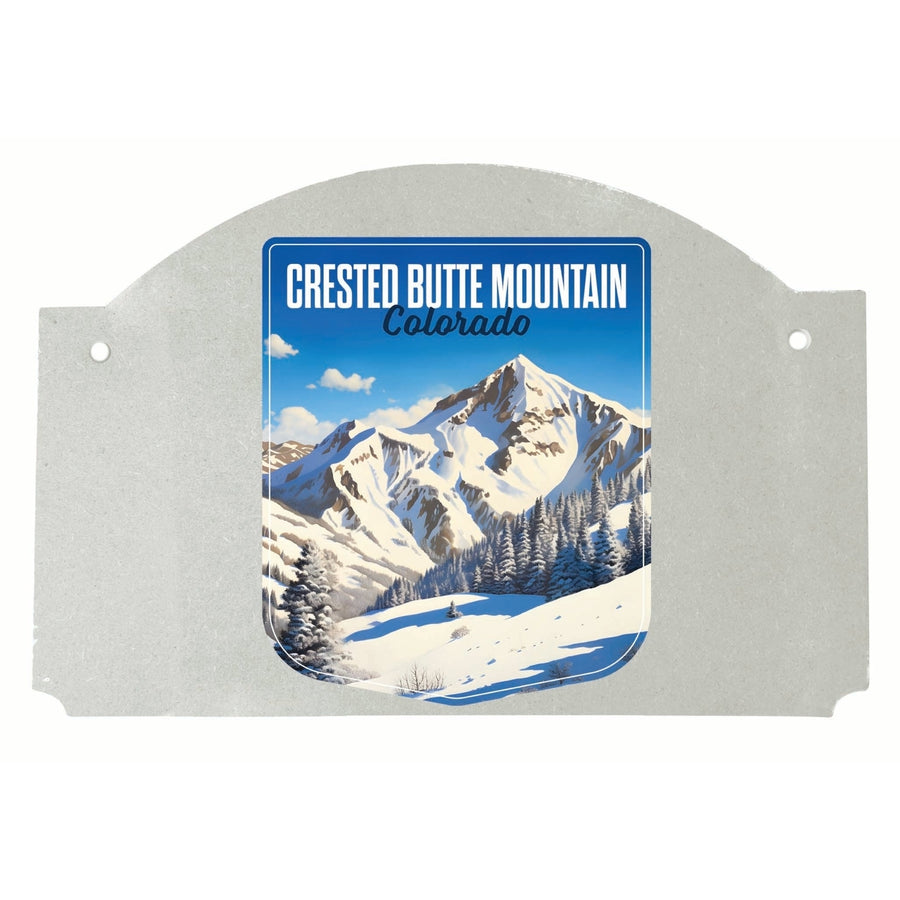 Crested Butte Mountain Colorado Snowy Mountain Design Souvenir Wood sign flat with string Image 1