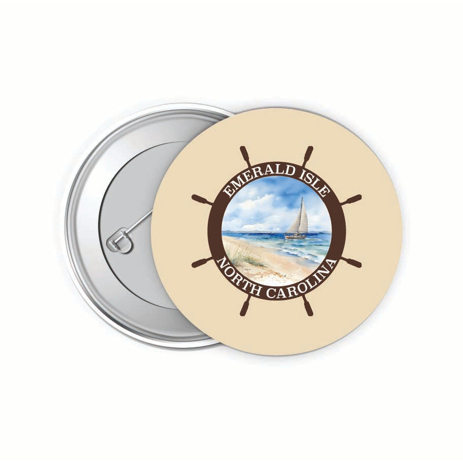 Emerald Isle North Carolina Nautical Helm Design Souvenir Small 2-Inch Button Pin 4 Pack Image 1