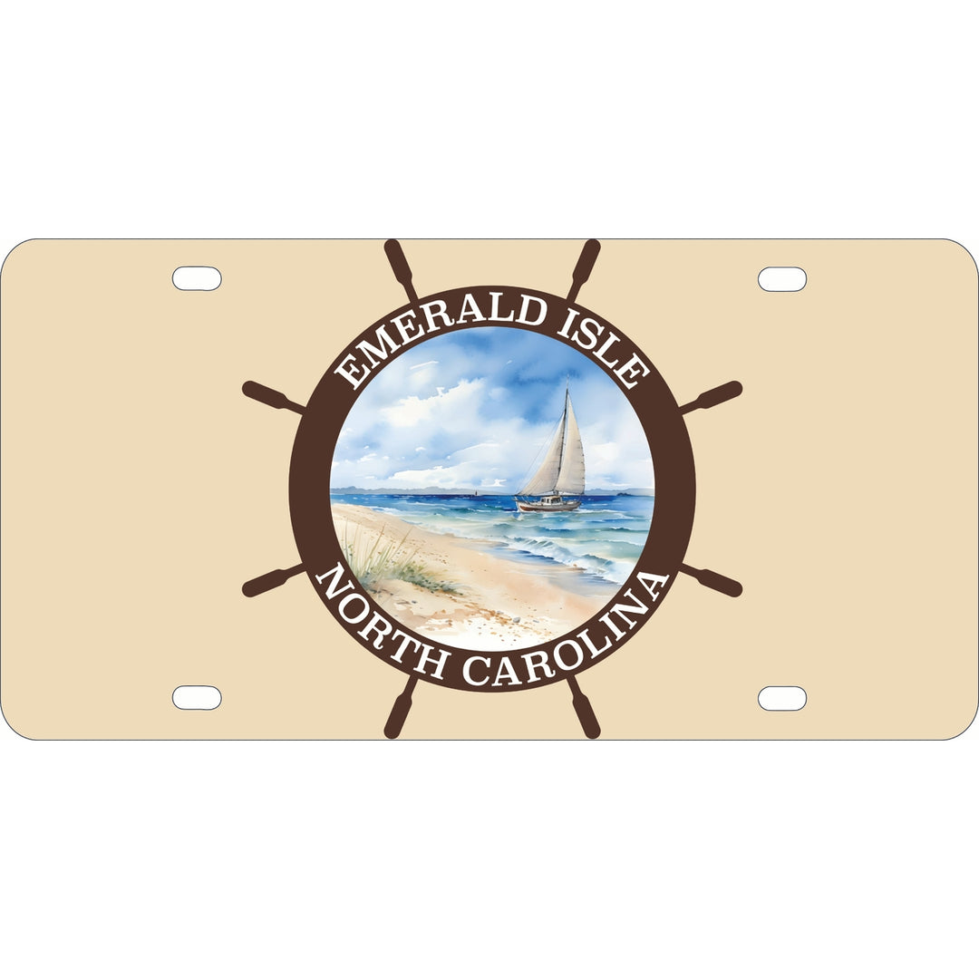 Emerald Isle North Carolina Nautical Helm Design Souvenir Metal License Plate Image 1