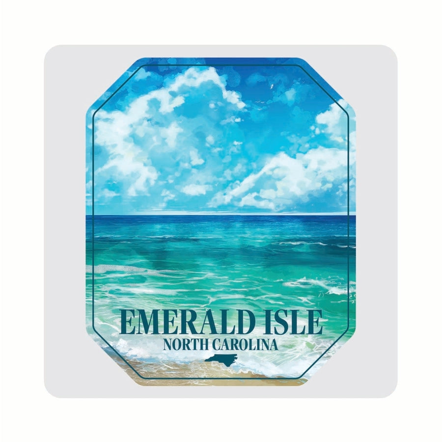 Emerald Isle North Carolina Serene Ocean Design Souvenir 4x4-Inch Coaster Acrylic 4 Pack Image 1