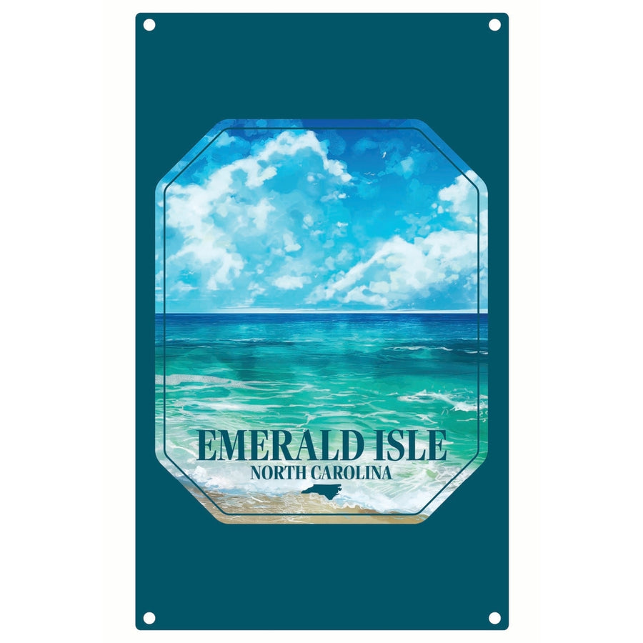 Emerald Isle North Carolina Serene Ocean Design Souvenir Metal Sign 9 x 15 Image 1