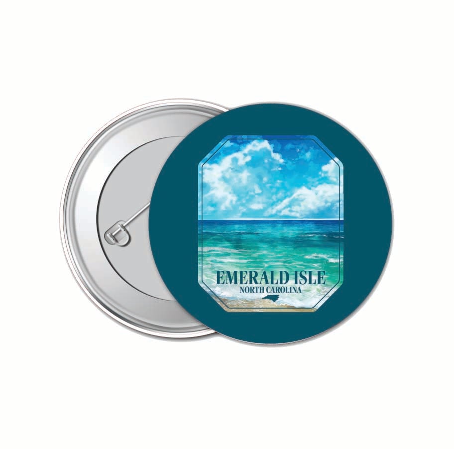 Emerald Isle North Carolina Serene Ocean Design Souvenir Small 1-Inch Button Pin 4 Pack Image 1