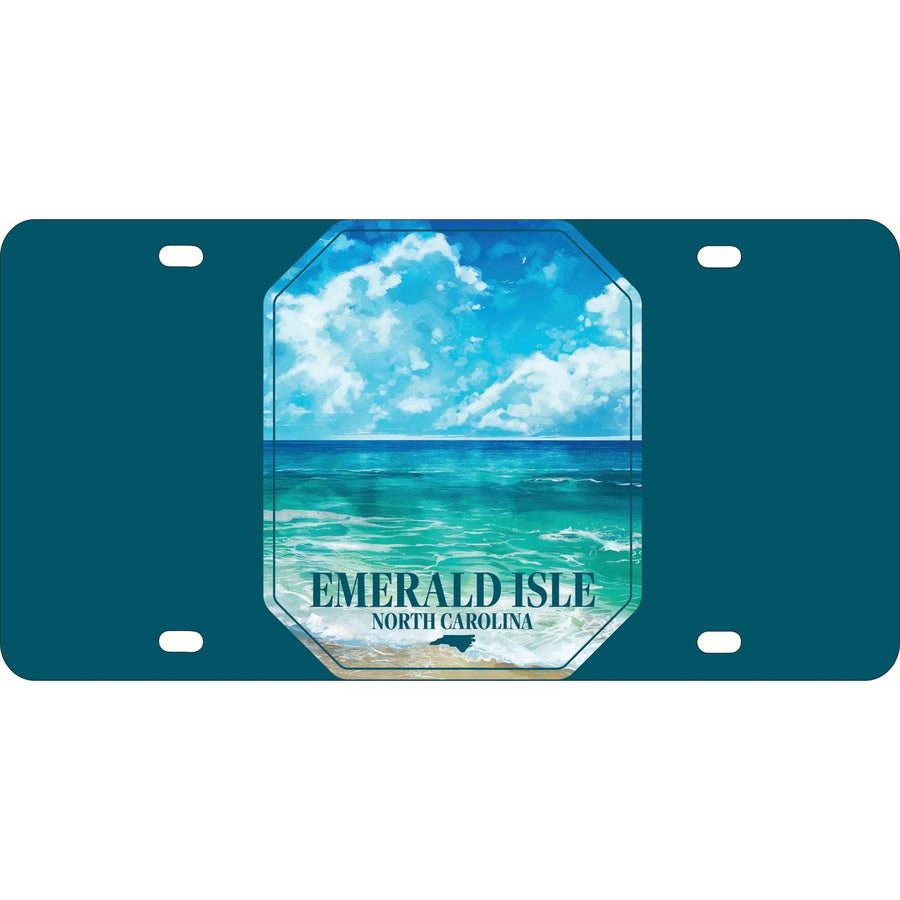 Emerald Isle North Carolina Serene Ocean Design Souvenir Metal License Plate Image 1