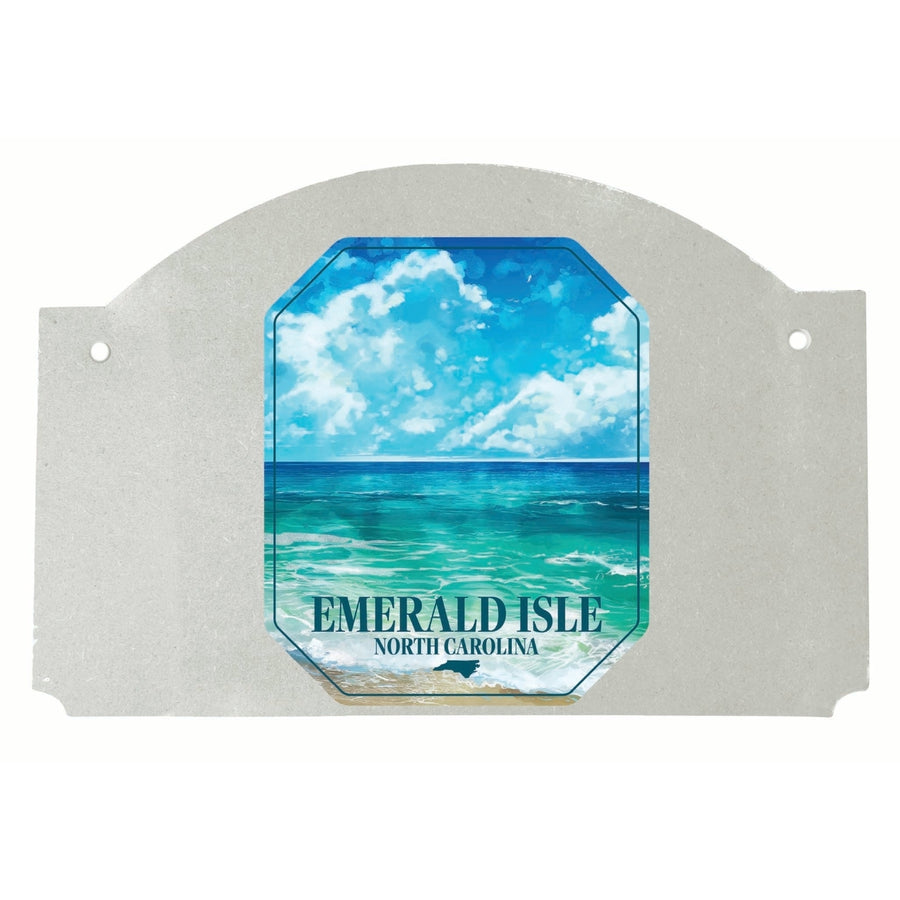 Emerald Isle North Carolina Serene Ocean Design Souvenir Wood sign flat with string Image 1