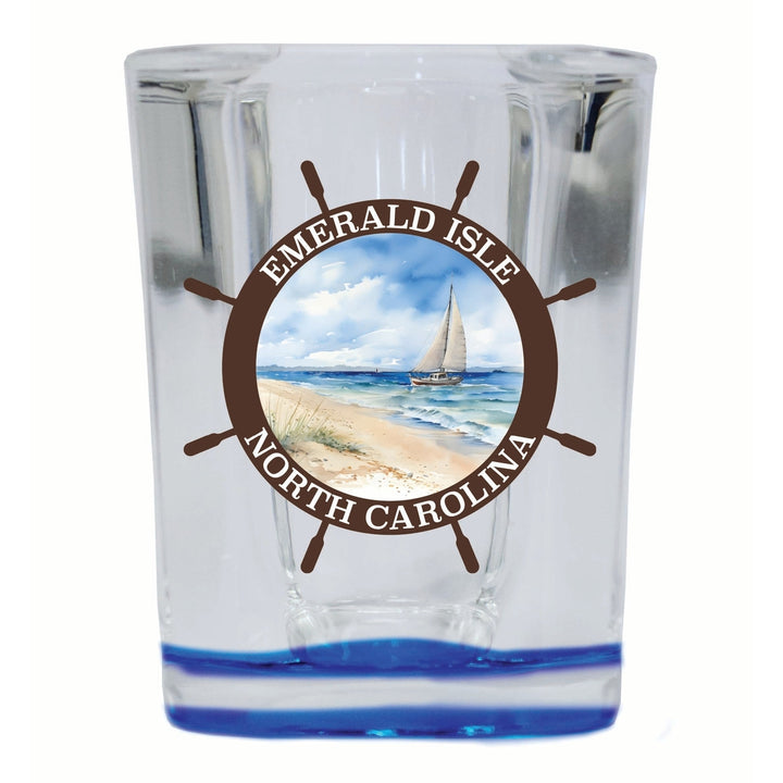 Emerald Isle North Carolina Nautical Helm Design Souvenir 2 Ounce Shot Glass Square Image 1