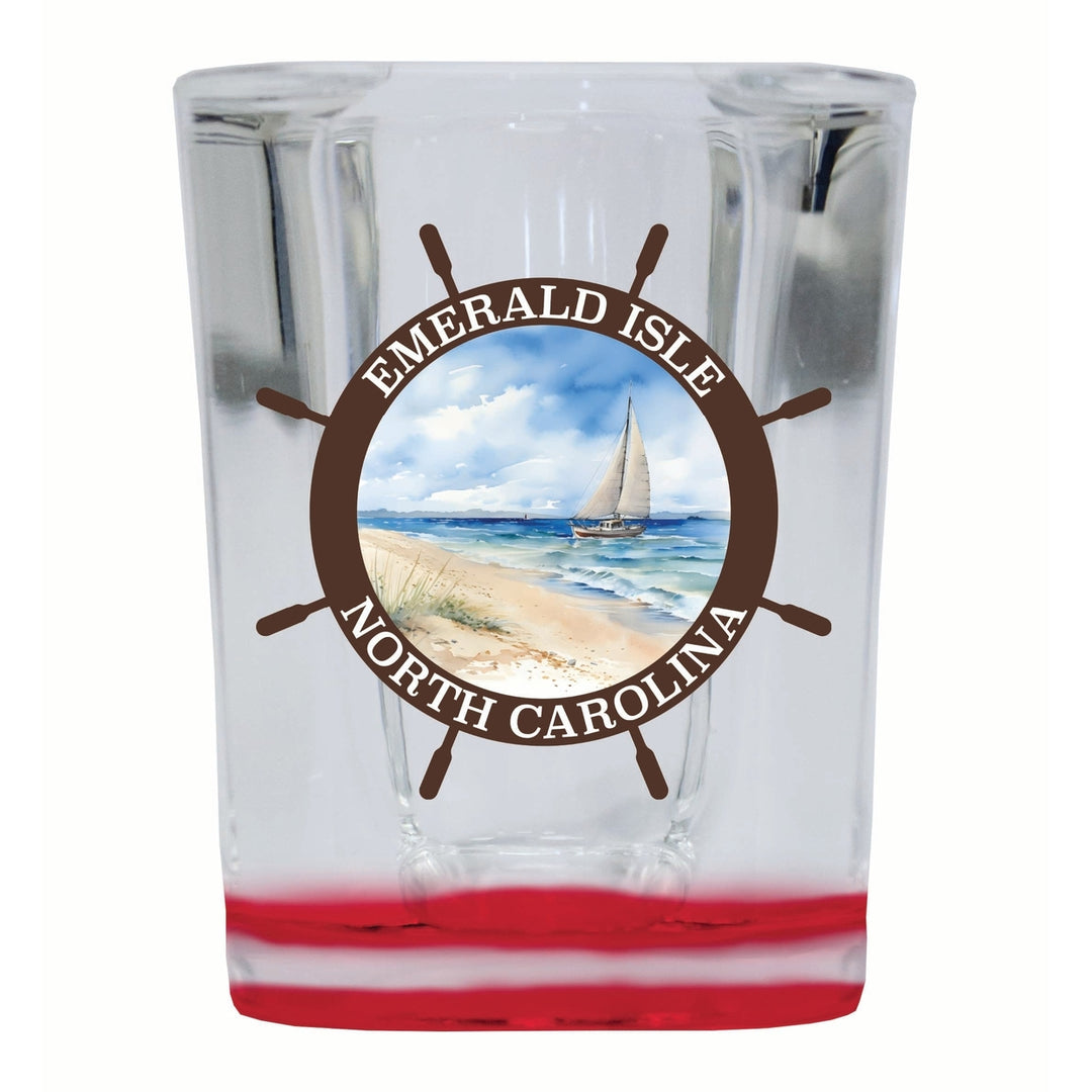 Emerald Isle North Carolina Nautical Helm Design Souvenir 2 Ounce Shot Glass Square Image 3