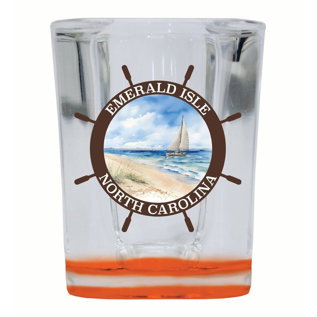 Emerald Isle North Carolina Nautical Helm Design Souvenir 2 Ounce Shot Glass Square Image 4