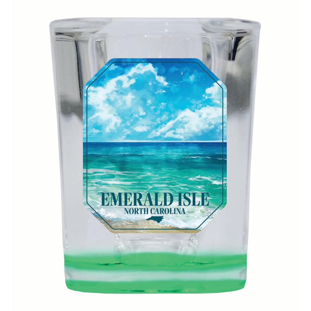 Emerald Isle North Carolina Serene Ocean Design Souvenir 2 Ounce Shot Glass Square Image 3