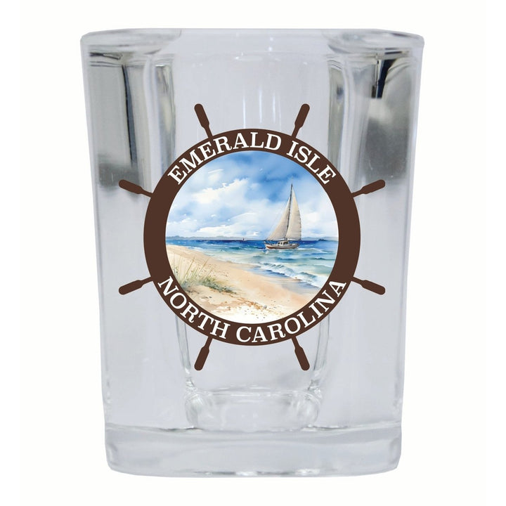 Emerald Isle North Carolina Nautical Helm Design Souvenir 2 Ounce Shot Glass Square Image 4