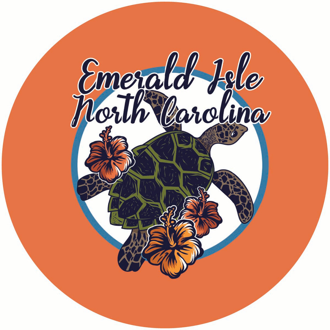 Emerald Isle North Carolina Turtle and Flowers Design Souvenir Coaster Paper 4 Pack Image 1