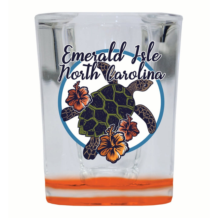 Emerald Isle North Carolina Turtle and Flowers Design Souvenir 2 Ounce Shot Glass Square Image 3