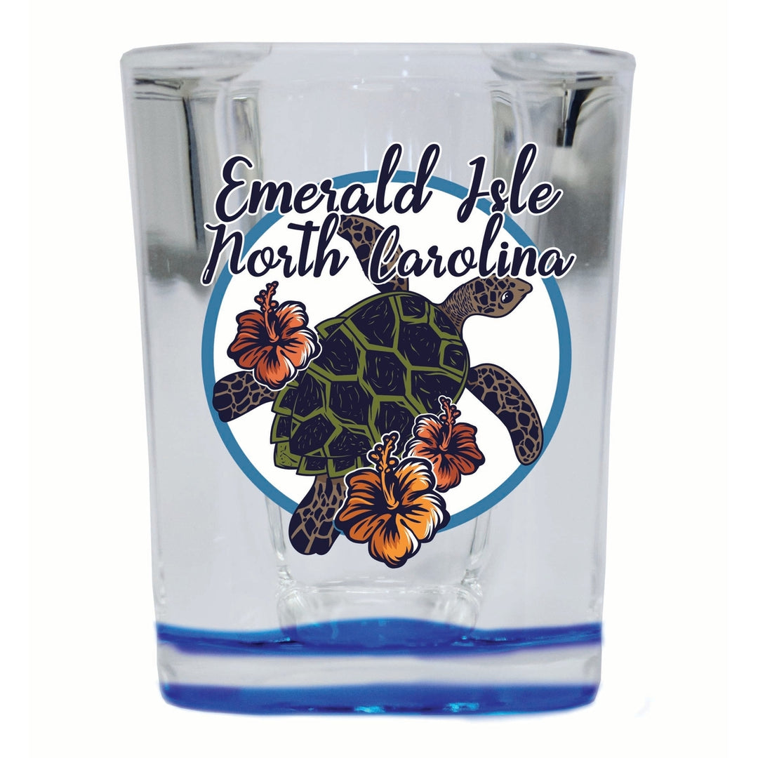 Emerald Isle North Carolina Turtle and Flowers Design Souvenir 2 Ounce Shot Glass Square Image 4