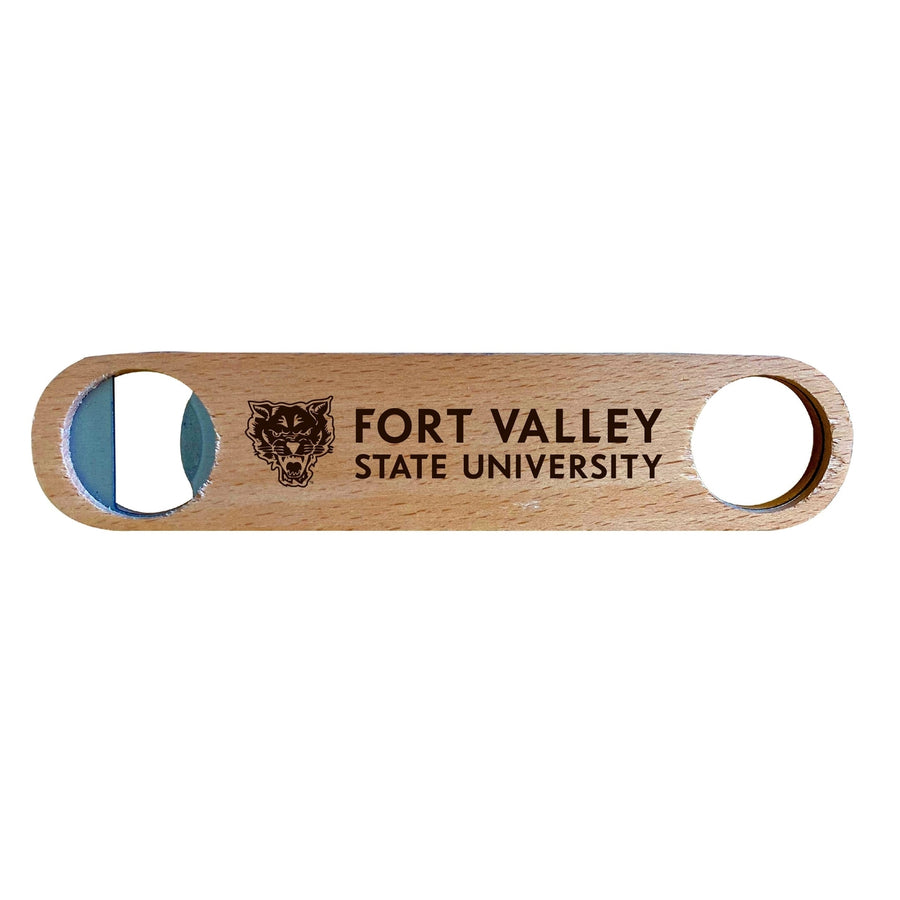 Fort Valley State University NCAA Elegant Laser-Etched Wooden Bottle Opener - Collegiate Bar Accessory Image 1