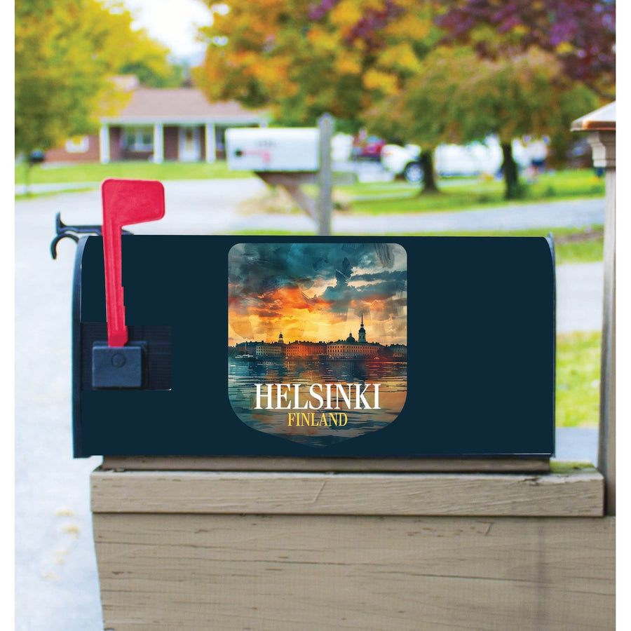 Helsinki Finland Sunset Cityscape Design Souvenir Magnetic Mailbox Cover Image 1