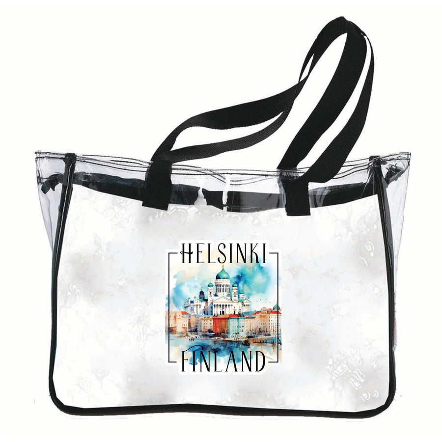 Helsinki Finland Watercolor Helsinki Cathedral Design Souvenir Clear Tote Bag Image 1