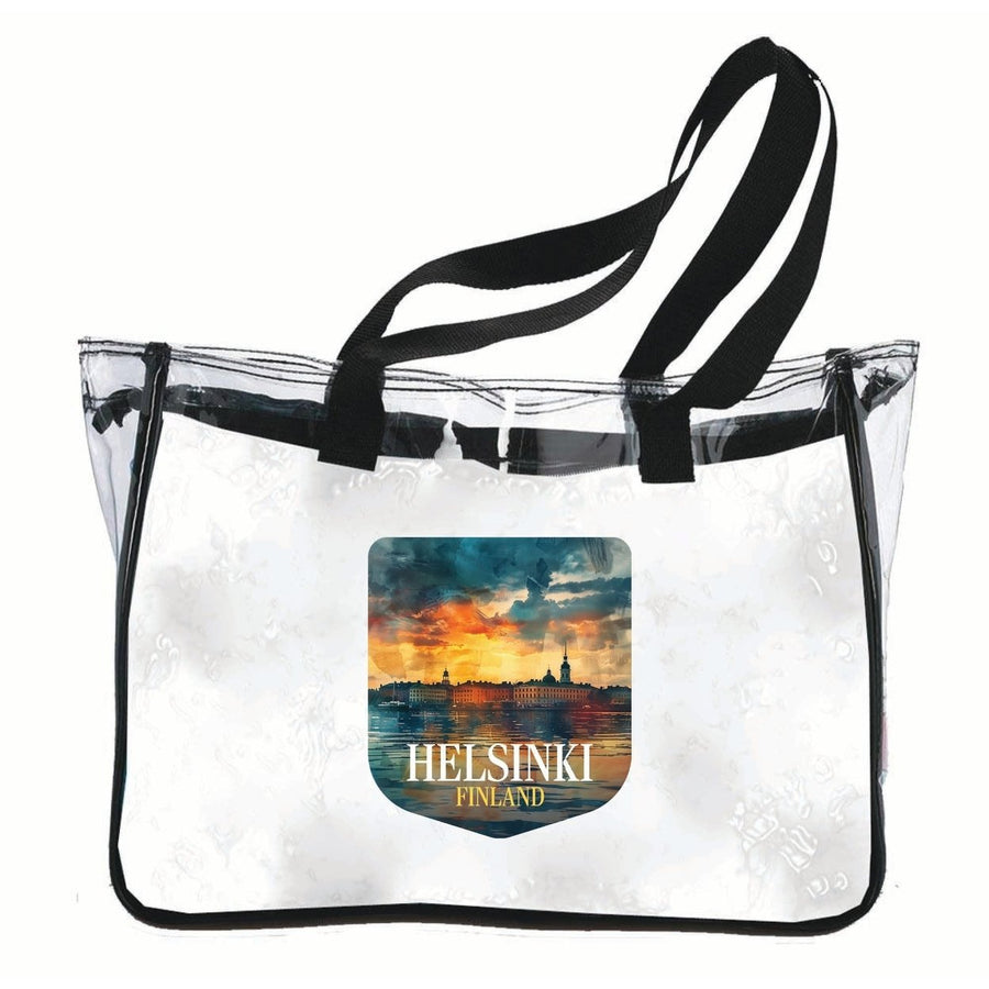 Helsinki Finland Sunset Cityscape Design Souvenir Clear Tote Bag Image 1