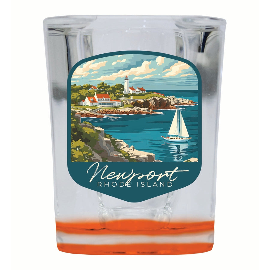 Newport Rhode Island Lighthouse on the Coast Design Souvenir 2 Ounce Shot Glass Square Image 1