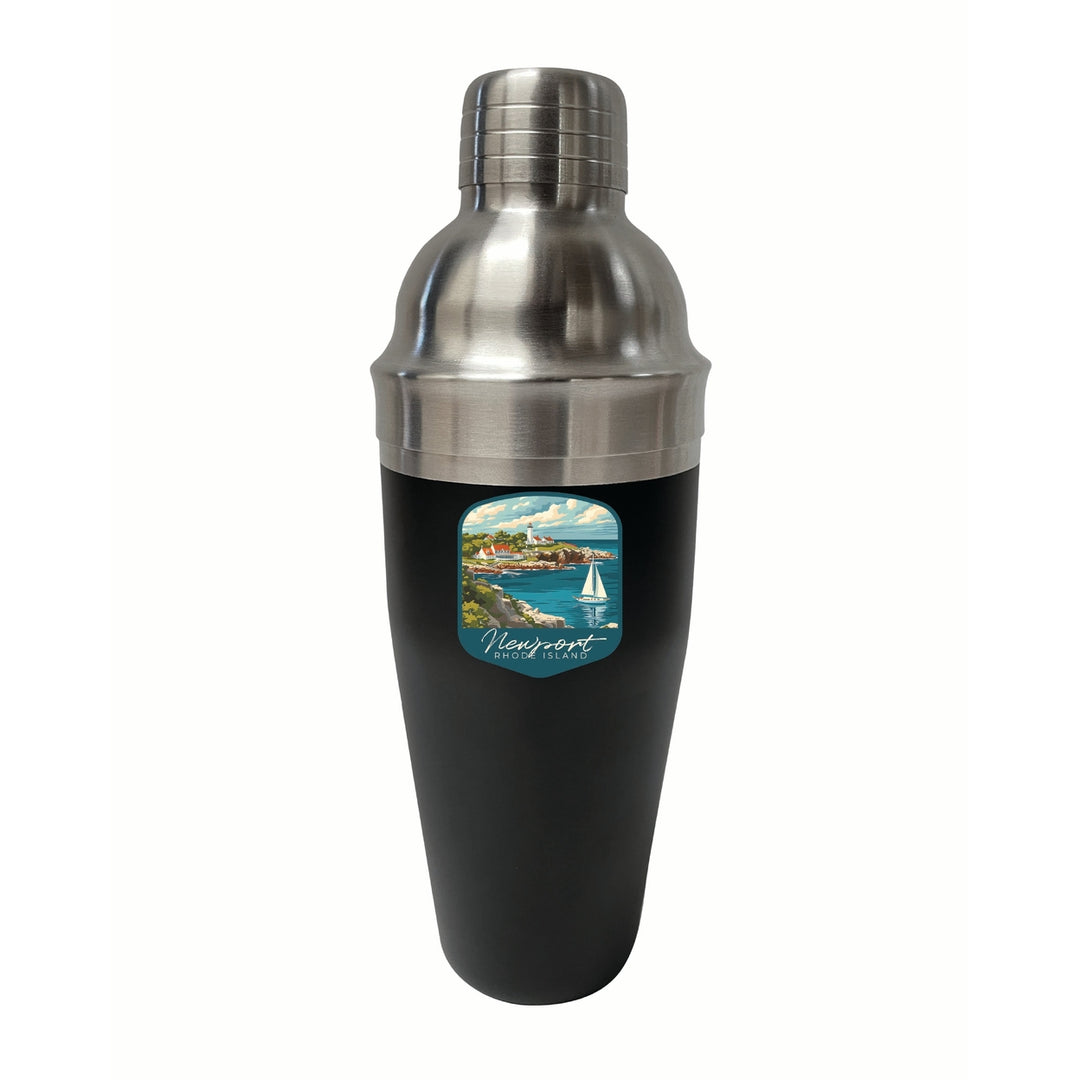 Newport Rhode Island Lighthouse on the Coast Design Souvenir 24 oz Stainless Steel Cocktail Shaker Black Image 1