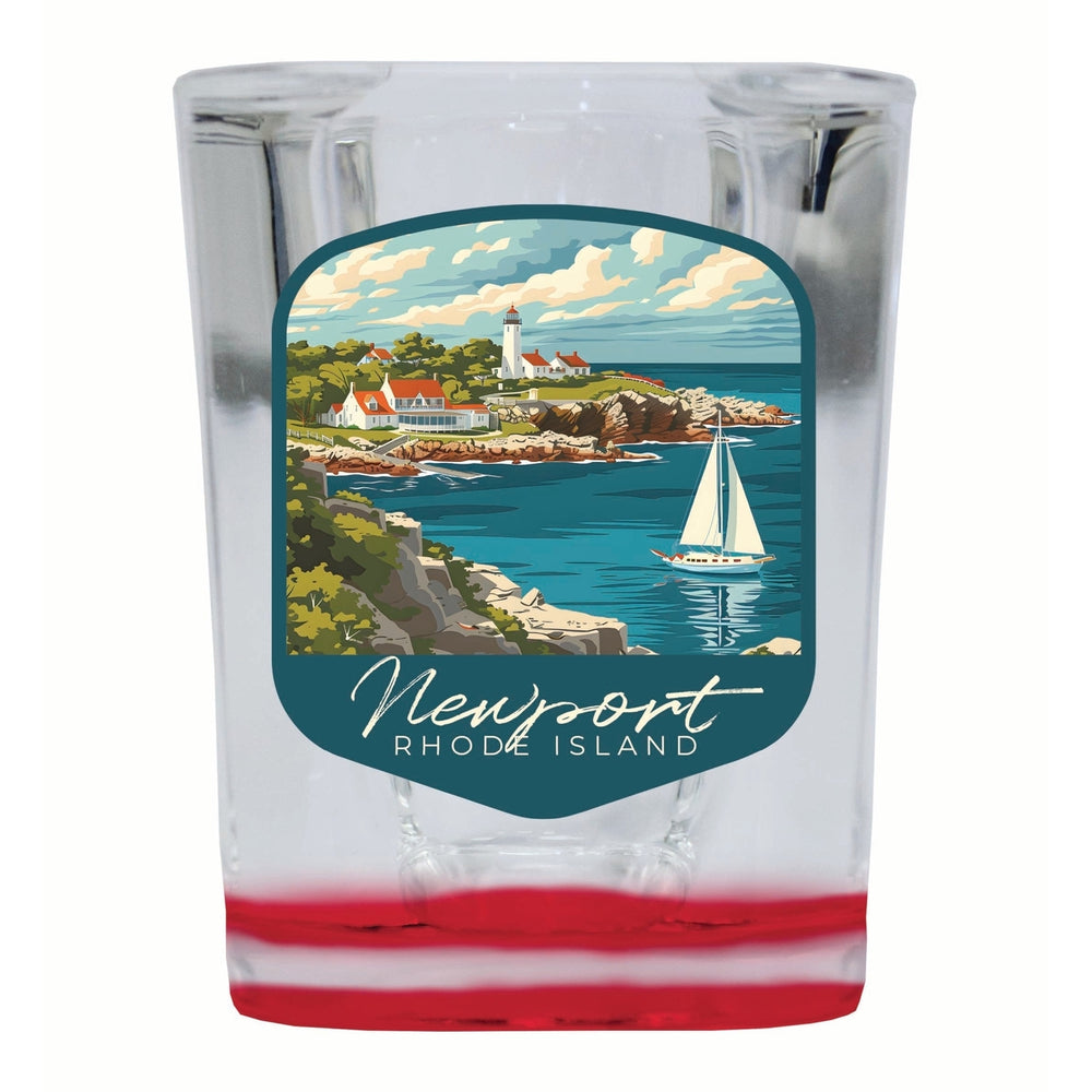 Newport Rhode Island Lighthouse on the Coast Design Souvenir 2 Ounce Shot Glass Square Image 2