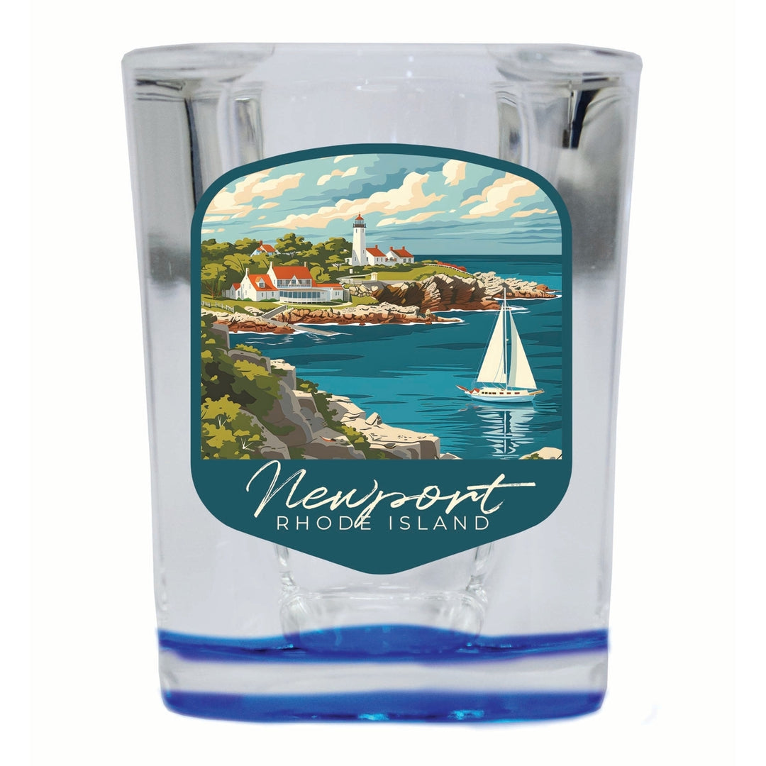 Newport Rhode Island Lighthouse on the Coast Design Souvenir 2 Ounce Shot Glass Square Image 3